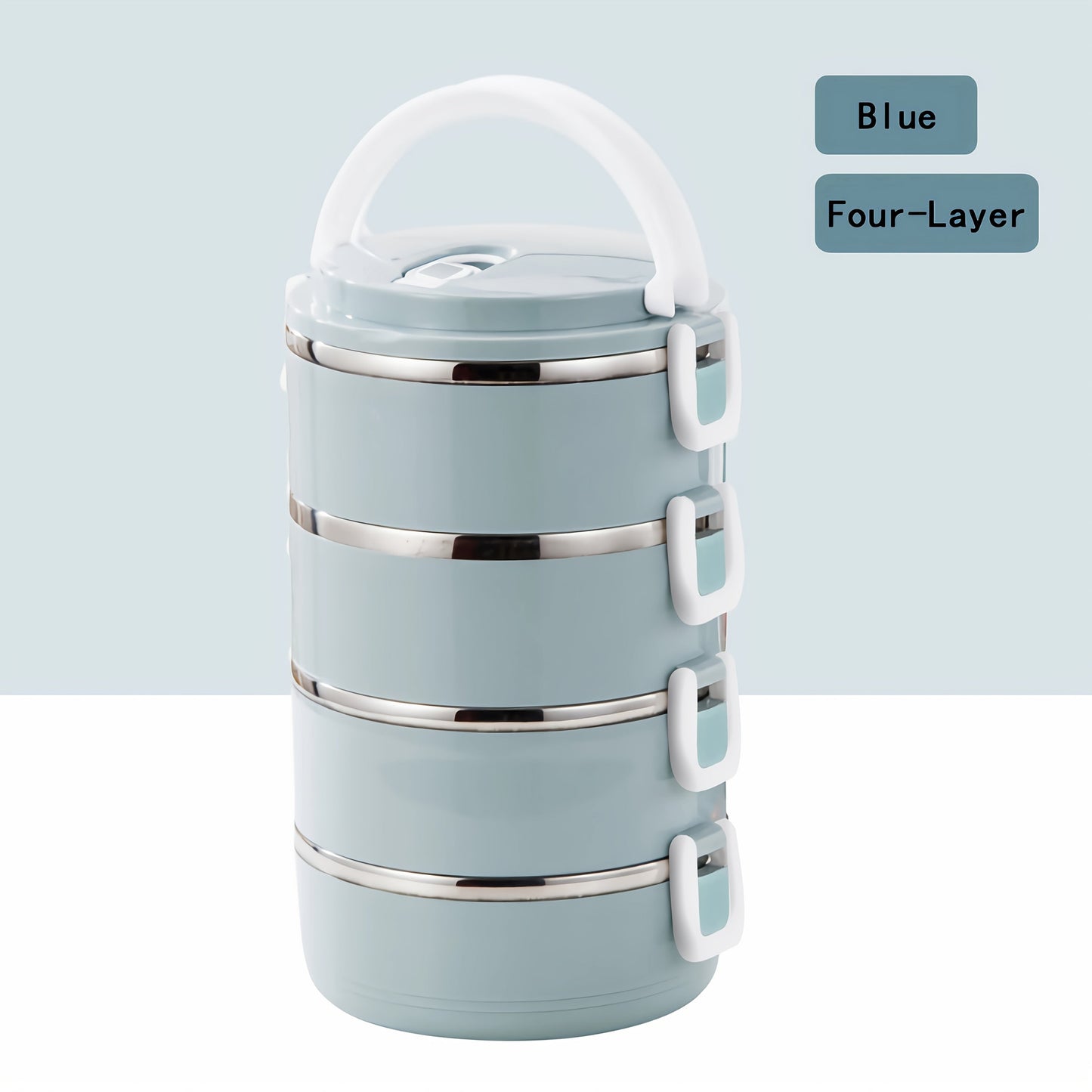 This lunch box is made of waterproof stainless steel and comes in two, three, or four tiers. Its three-tier design increases practicality and makes it easy to carry, while also providing insulation. It is designed to be both waterproof and leakproof.