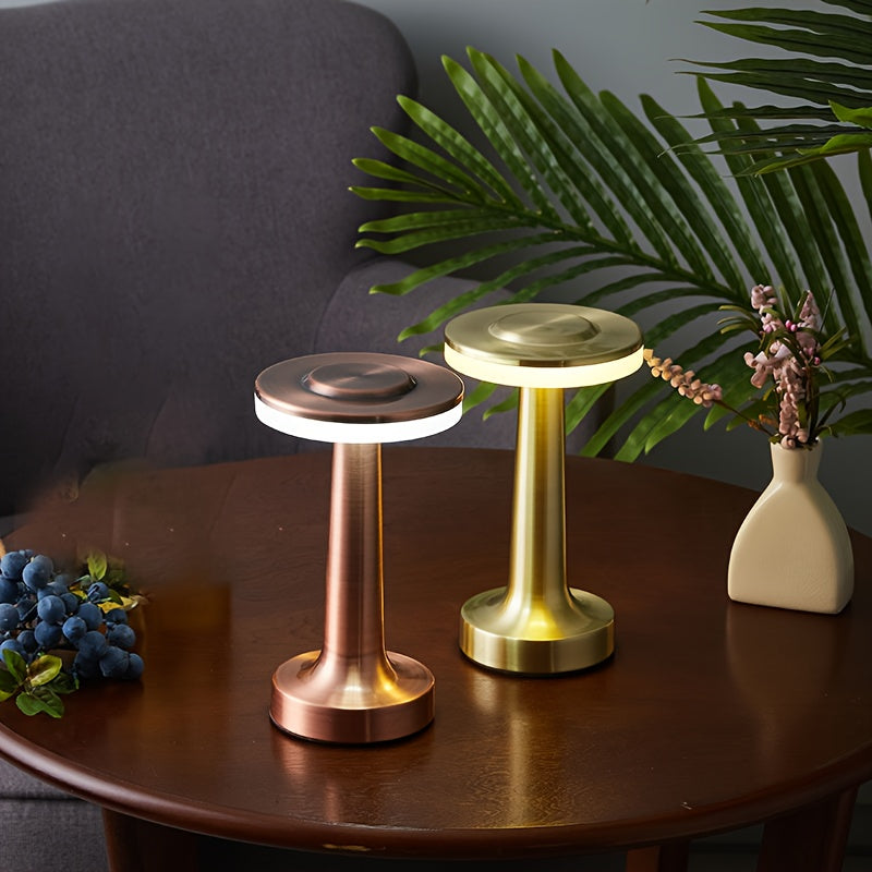 1pc Elegant Golden LED Table Lamp with Touch Control, 3-Level Brightness, USB Powered