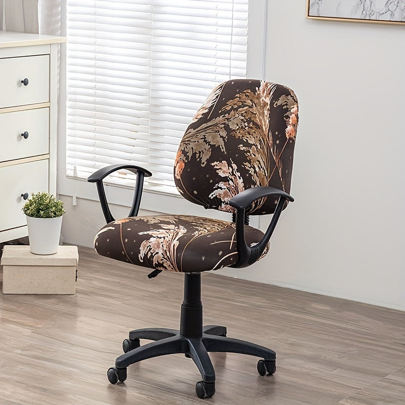 Printed office chair cover set for dustproof rotating chairs in bedroom, office, living room for home decor.