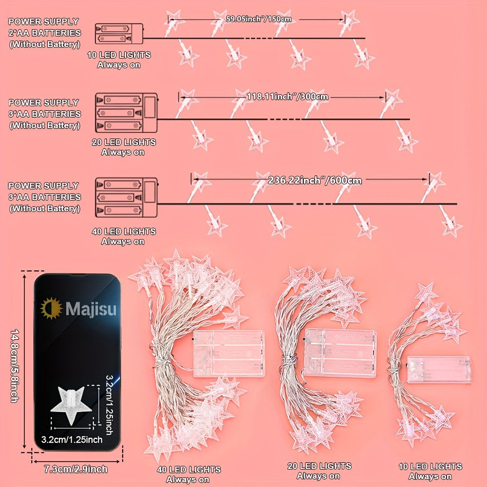 Battery-operated warm white LED string lights perfect for parties, weddings, and holiday decorations by Majisu.