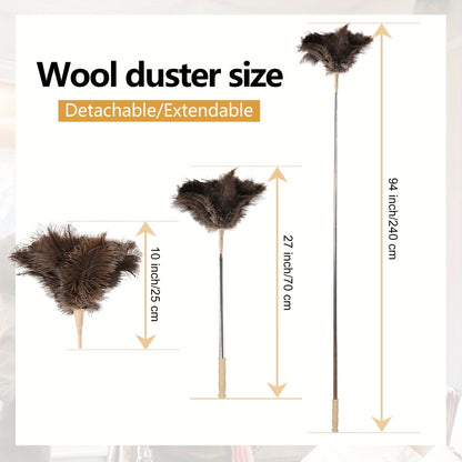 The 94-Inch Extendable Ostrich Feather Duster: Detachable, Lint-Free, and Reusable for Home Cleaning. Also Functions as a Static Brush for Car Dusting - An Incredible Cleaning Tool.