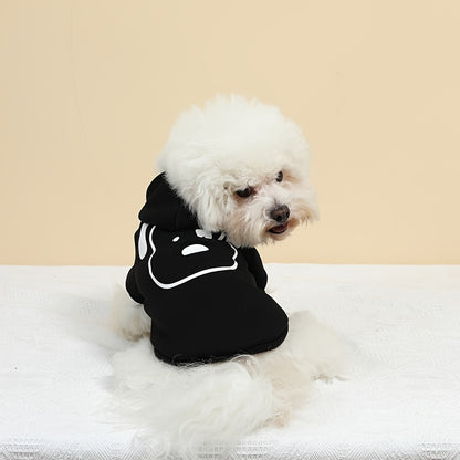 Winter pet hoodie - knit polyester pullover sweatshirt for small to medium breeds, machine washable cozy plush pet clothing.