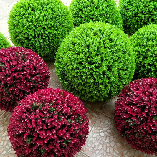 2 Artificial Plant Boxwood Topiary Balls, UV Protected for Outdoor or Indoor Decor.