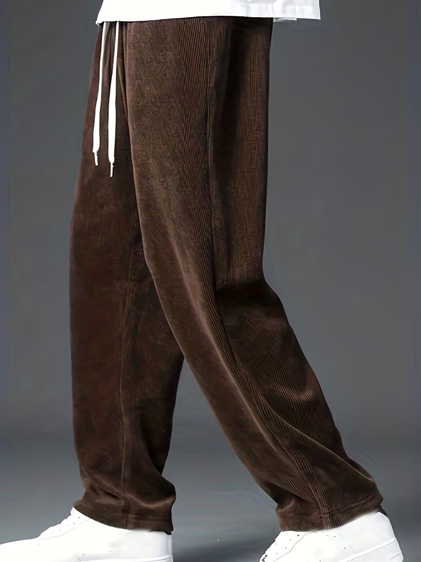 Casual loose fit corduroy pants for men with chic straight leg.