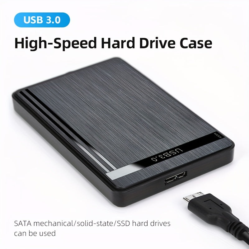 Black casing external hard drive with USB3.0 high-speed 2.5-inch enclosure for HDD/SSD mechanical drives.