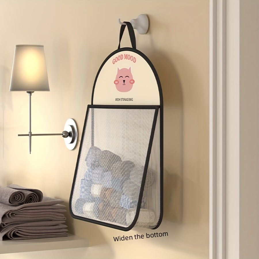 One Beige Polyester Hanging Mesh Storage Bag or Set of Four, featuring a Casual Style and Breathable design. This Laundry Organizer can be Wall Mounted in your Wardrobe for sorting Underwear & Socks. Use it as a Multifunctional Miscellaneous Organizing