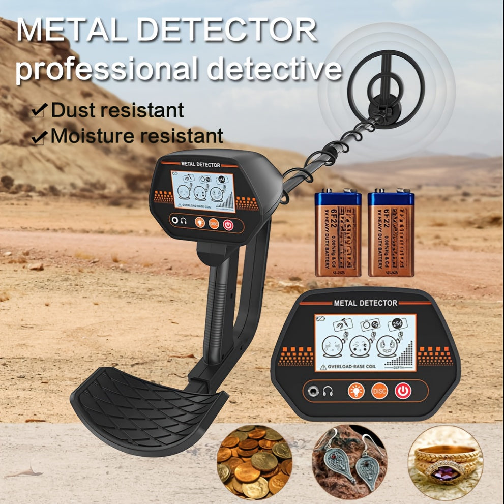 Beach Treasure Finder Handheld Metal Detector, Detects Objects up to 12.7 cm deep for coins and 91.44 cm deep for larger objects. Frequency: 7.0±0.6Khz, Includes 2*9V batteries, No shovel