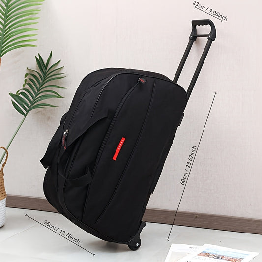 A compact folding rod travel bag, spacious backpack, lightweight tote, solid color large luggage bag, and convenient outdoor travel bag, perfect for daily outings.