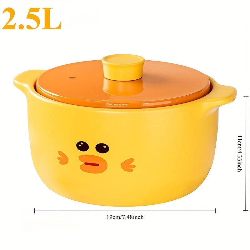 Yellow Duck Stockpot - 6 Litre Capacity, High Temperature Ceramic Pot perfect for Soups, Rice, and Slow Cooking. Versatile Non-Stick Clay Pot for Home Use, suitable for Cooker Tops, Gas Hobs, and Induction Cookware. Ideal for all your kitchen needs.