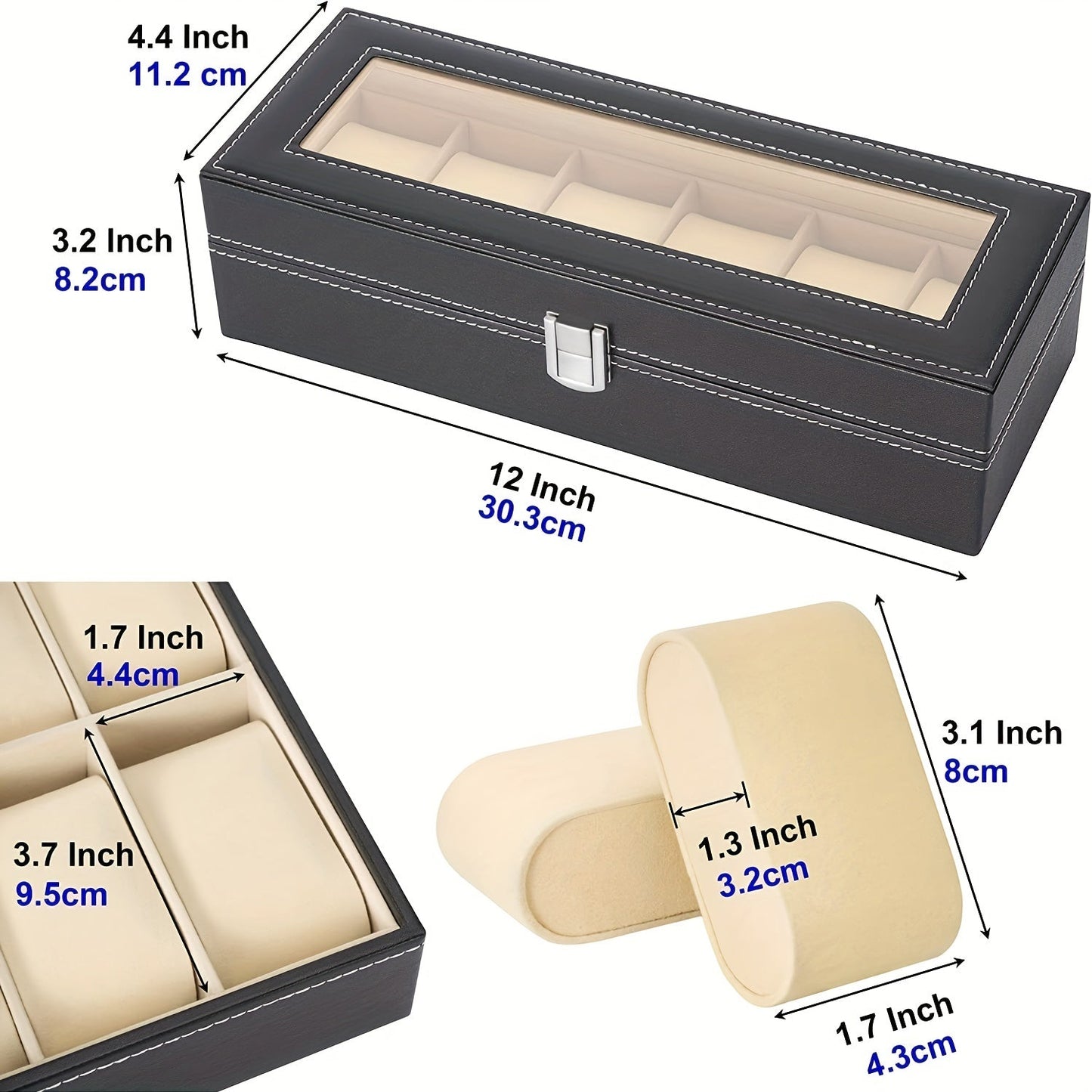 Men's 6-Slot Watch Box Organizer, Perfect Holiday Gift for Display and Storage