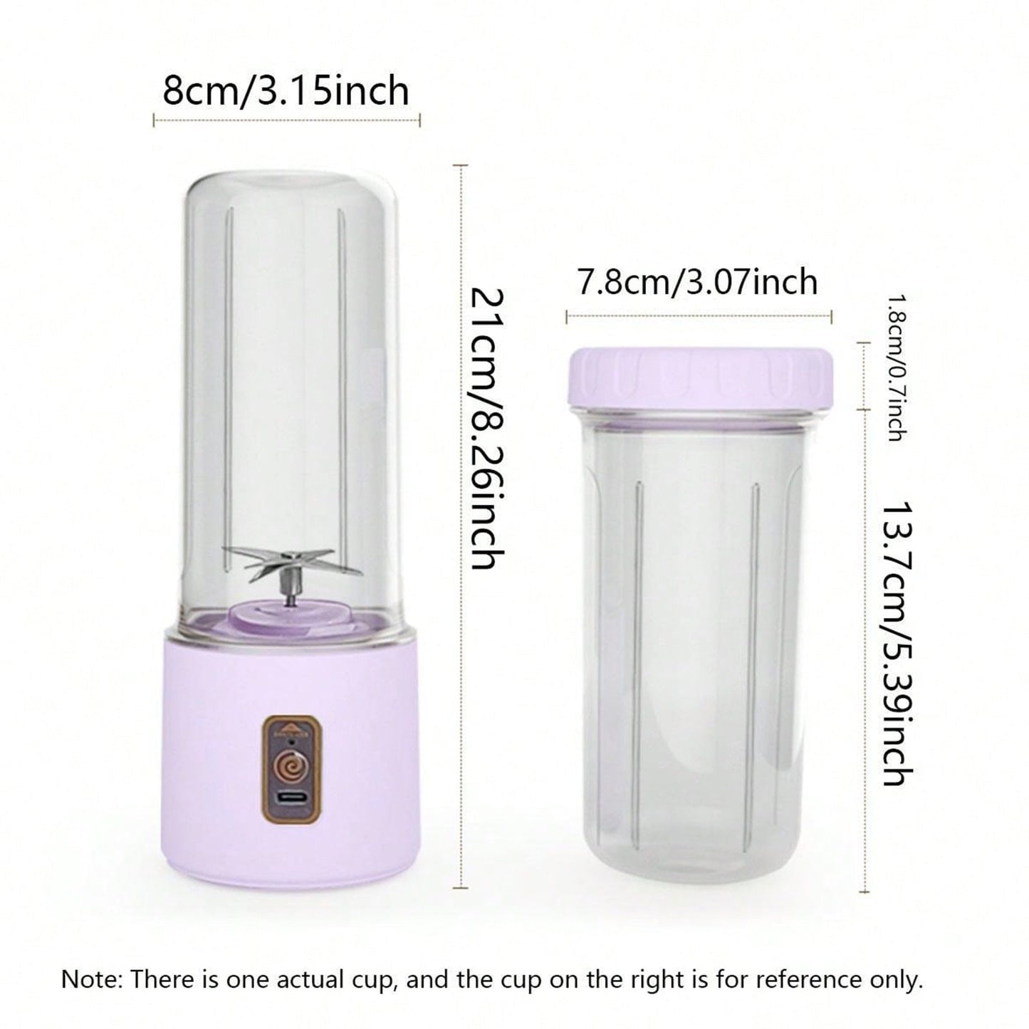 Portable juicer cup with multifunctional features - can be charged via USB with a 1500mAh lithium polypropylene battery. Easy to clean, with a 6-blade design and wireless capability. Capacity is less than 1L, perfect for travel or home use.