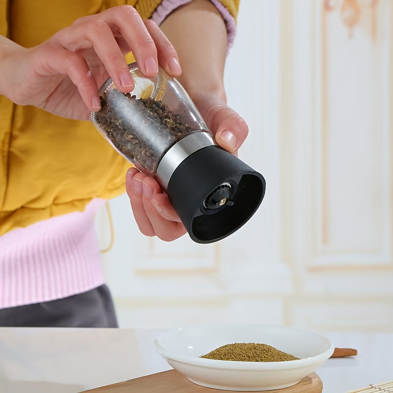 Practical Kitchen Gadget: Hand Grinder for Pepper, Salt, and Spices with Glass Storage Container