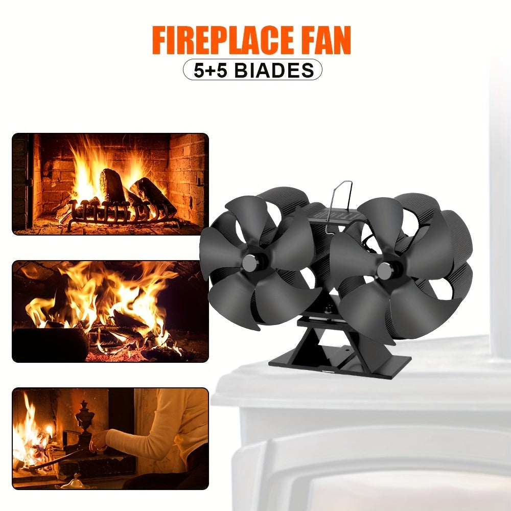 Aluminum High-Speed Fireplace Fan with 10 Blades - Thermoelectric Heat Powered Stove Fan for Wood/Log Burners & Pellet Stoves - Enhances Air Circulation & Saves Energy