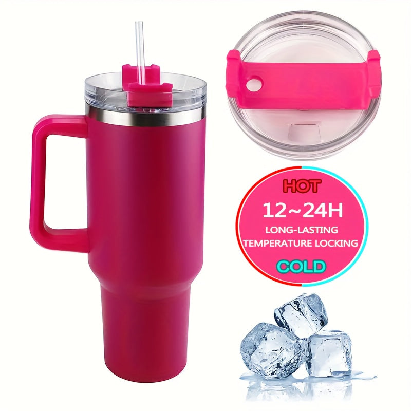 Sakura Train 40oz insulated tumbler with handle & straw lid for hot/cold beverages | BPA-free, shatterproof | Multiple colors | Perfect gift for outdoor activities.