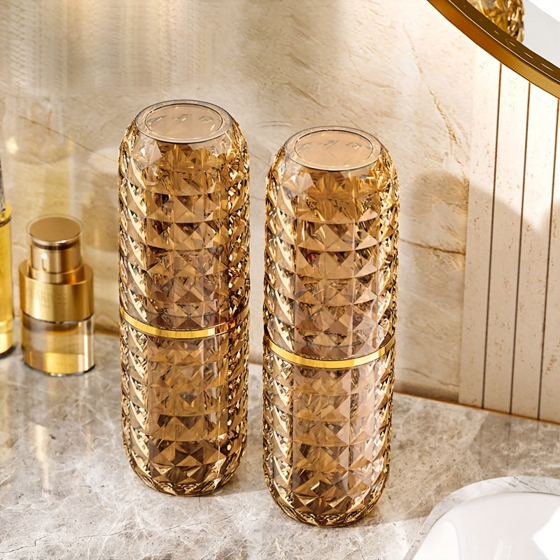 Plastic bathroom tumbler with toothbrush storage box and toothpaste holder - ideal for travel and home use.