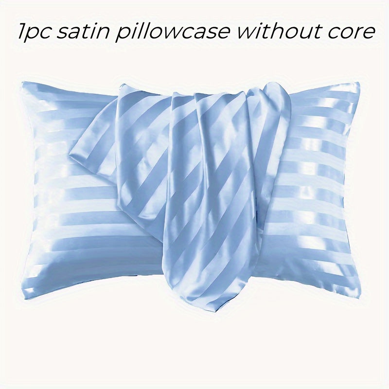 Gentle and Luxurious Striped Satin Pillowcase with Envelope Closure - Easy to Clean, Ideal for Bedroom and Guest Room Décor.