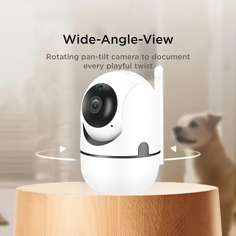 Stay Safe Inside with our Indoor Safety Smart Camera! This 1080P Wireless Camera uses 2.4G WiFi for easy home monitoring of your pets. Features include Motion Detection & Tracking, Night Vision, and 2 Way Audio. Perfect for watching over your dogs or