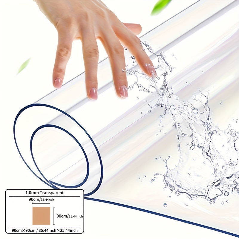 1 pc 1.0mm PVC transparent table cloth, scratch and heat resistant, protective film for home and hotel dining and coffee tables.