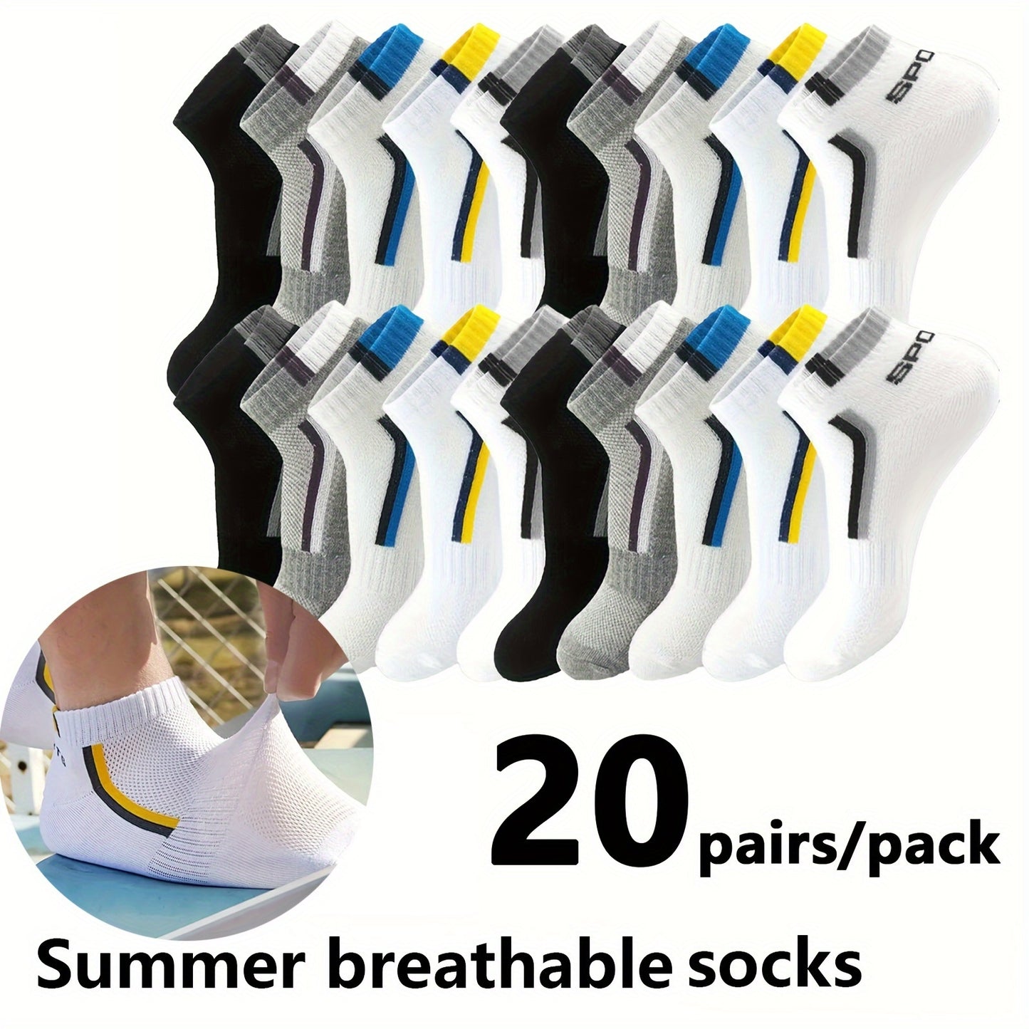 Spring/Summer Thin Breathable Men's Short Socks in 10/20/30 Pairs, Comfortable for Casual Travel