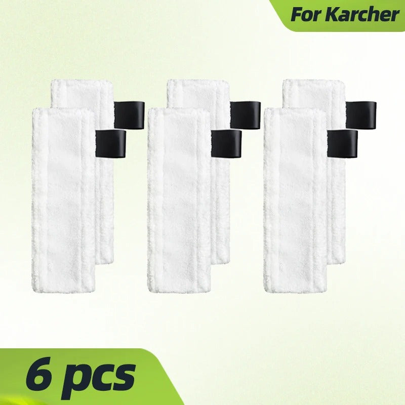 Six-Pack of Karcher EasyFix Compatible Steam Mop Cloth Pads, Made of Fine Fiber for Washable Floor Attachment, Compatible with SC2 SC3 SC4 SC5 Models