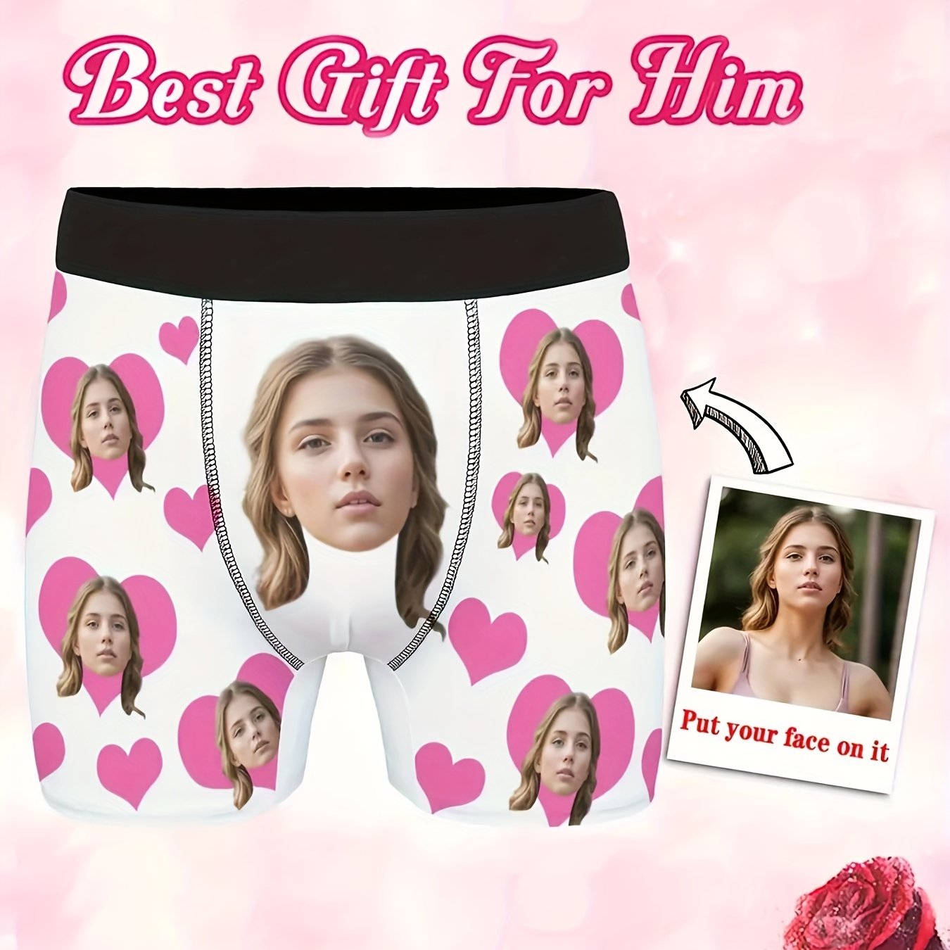 Customized photo boxer briefs, featuring a humorous design with medium stretch knit fabric. Made of 95% polyester and 5% spandex, this is a perfect gift for Dad, Husband, or Boyfriend.