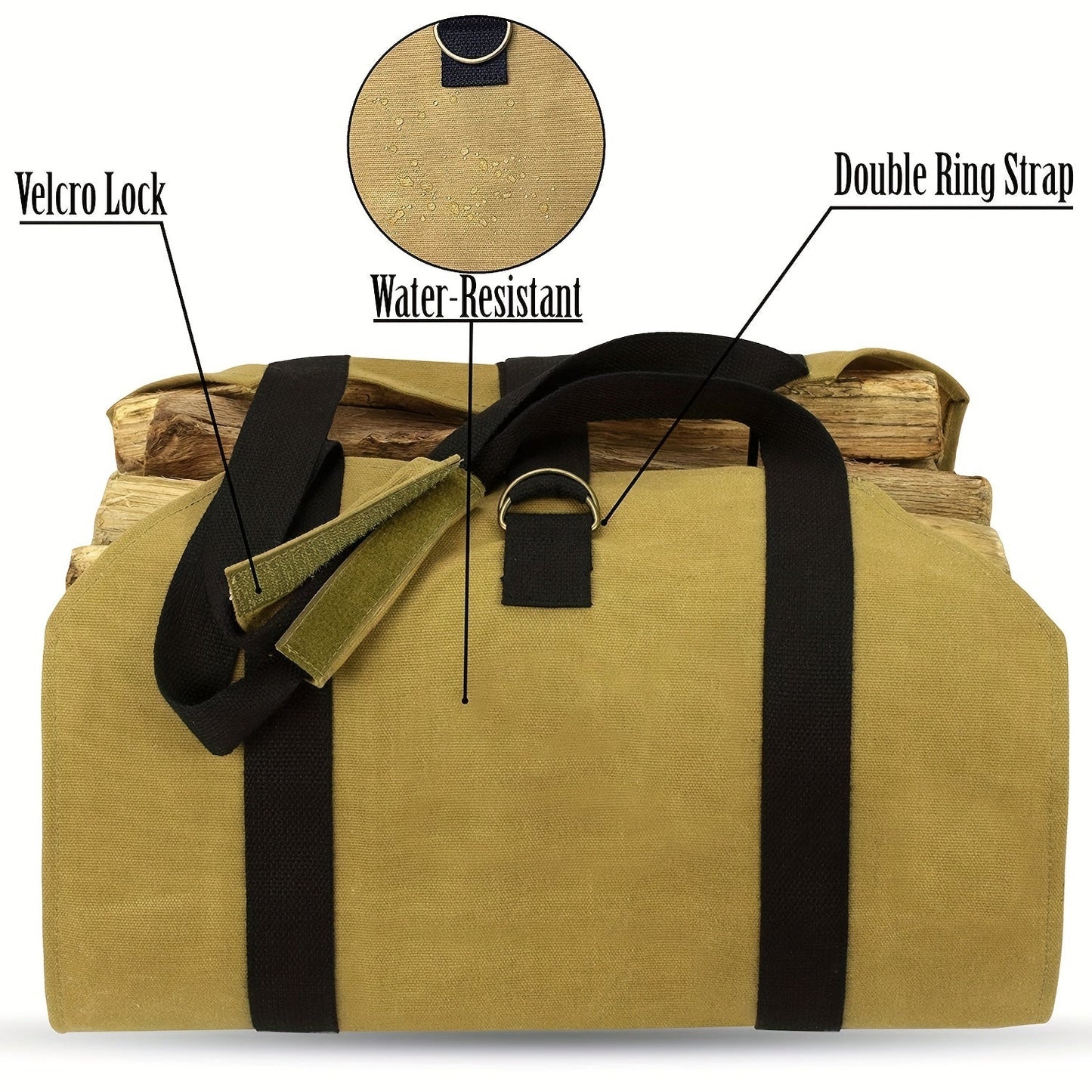 Large Capacity Firewood Storage Bag, perfect for organizing and transporting firewood outdoors.