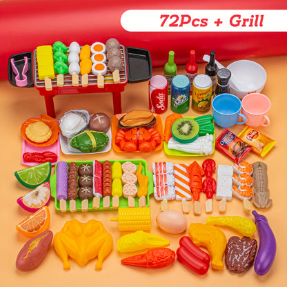 YONRA Kitchen Pretend Play Toys, Barbecue Set, Children's Cooking Toys, Simulation Food, Multi-set Gift For Kids, Girls, Boys, Toddlers