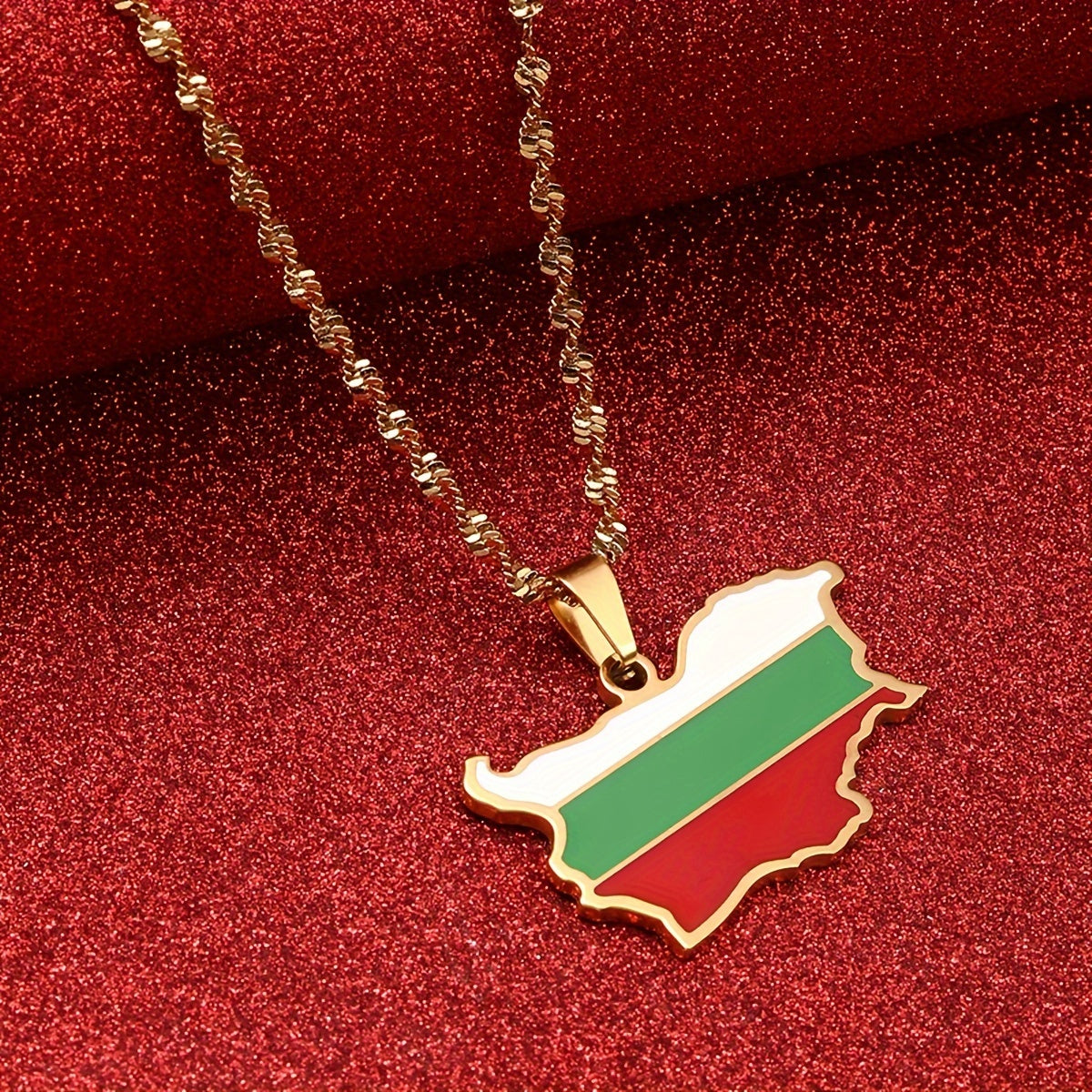 Unisex Bulgaria Flag Stainless Steel Pendant Necklace, featuring Ethnic Simple Style, suitable for Women and Men. Versatile Fashion Jewelry perfect for Daily or Party Wear, all-year round Accessory.