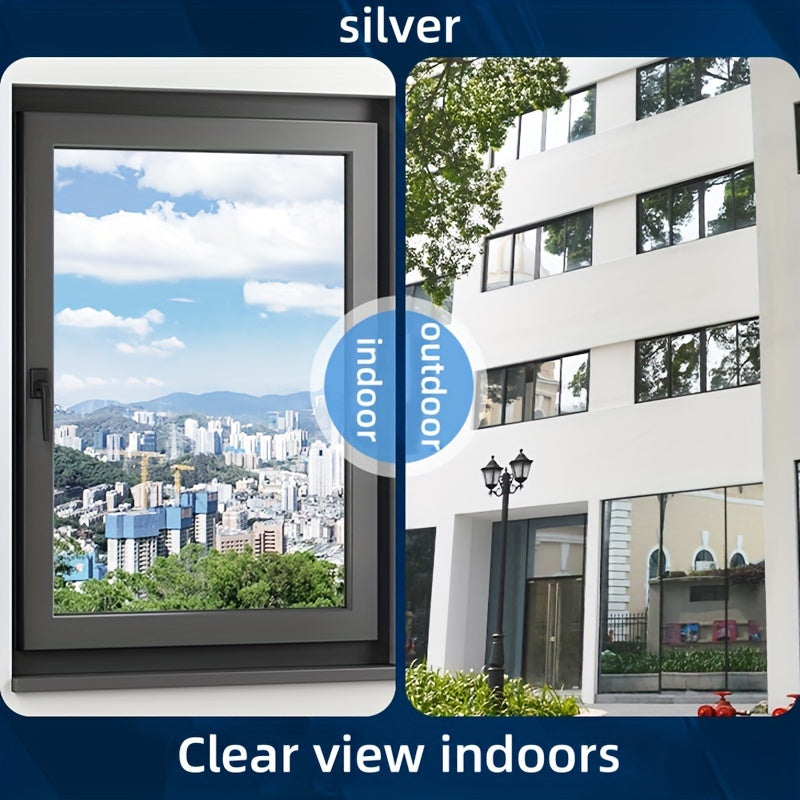 Silver Glass Insulation Film for Sunrooms: Peel & Stick Sun Blocking and Anti-UV Window Film with Contemporary Style, 3mil Thickness, Made of PET Material