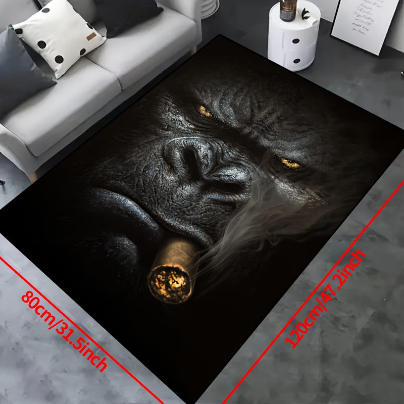 Add a touch of nature to your home with this Chimpanzee-themed non-slip rug. Easy to care for, it is machine washable and waterproof, making it ideal for any room including living rooms, bedrooms, nurseries, outdoor patios, and garden areas. Enhance your