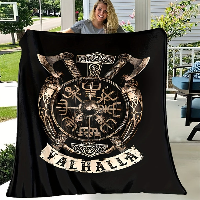 Stay warm and cozy with our 1pc Flanged Blanket featuring a retro Viking logo print. This comfortable and plush blanket is perfect for camping, sofa, bed, couch, and office use. It makes a great gift for all seasons.