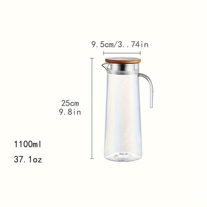 Large capacity ice bucket beverage pitcher made of durable and transparent polycarbonate with filter lid and easy pour spout for cold drinks, beer.