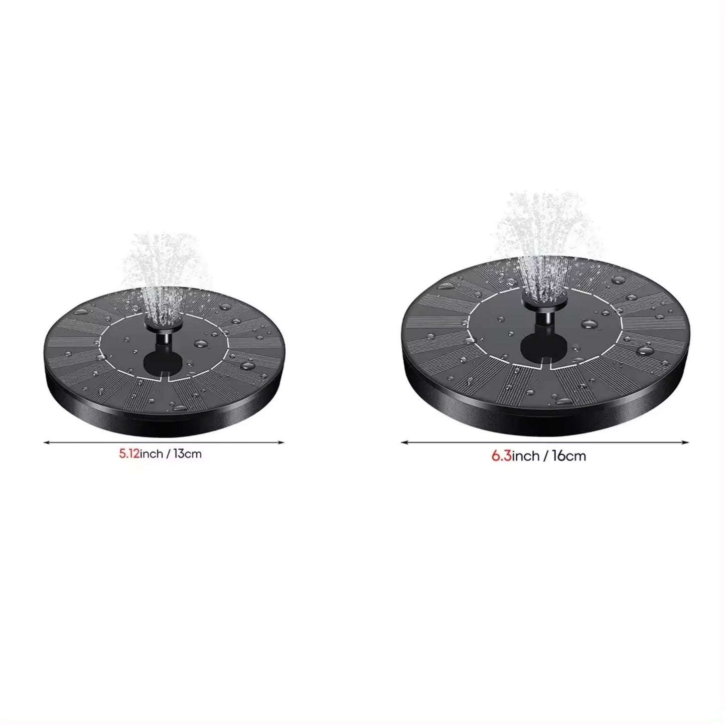 Solar powered water feature for pond, pool, and bird bath with easy setup and no batteries needed.