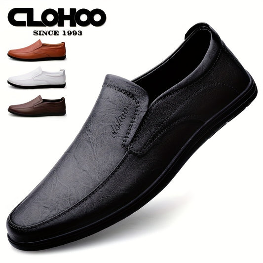 Handmade slip-on loafers in assorted colors for middle-aged men.