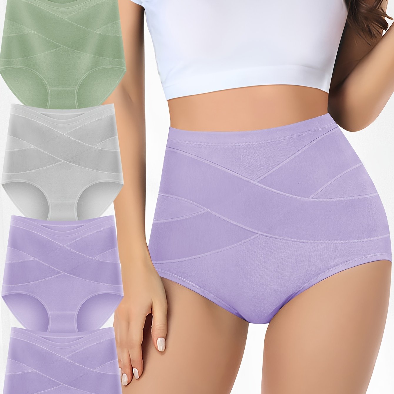 4 seamless high waist briefs for women, comfy and breathable lingerie.