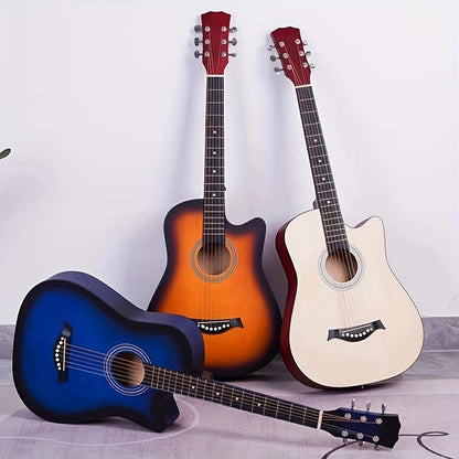 38-Inch Acoustic Guitar Starter Kit for Beginners, Includes Backpack, Strap, Capo, Picks, Picks Case, Strings, Cloth, Stickers, and Instructions.