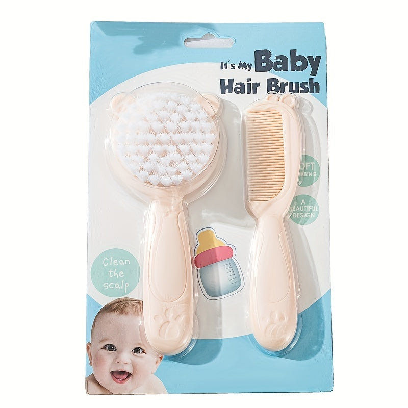 Set of Gentle Scalp Massage Comb with Soft Rubber and Hair Brush - Perfect for Boys and Girls