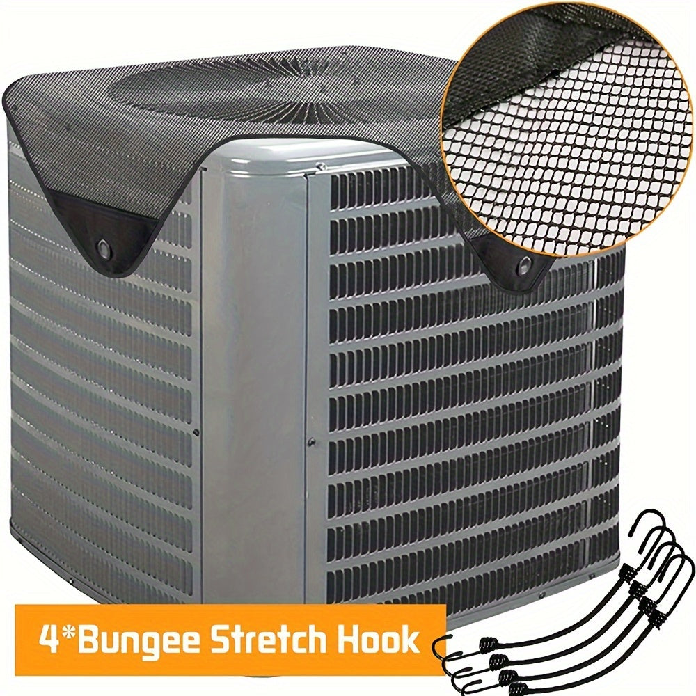 Outdoor AC Unit Protection Accessory: DuraGuard Plastic Leaf Guard Air Conditioner Cover featuring 4 Bungee Stretch Hooks