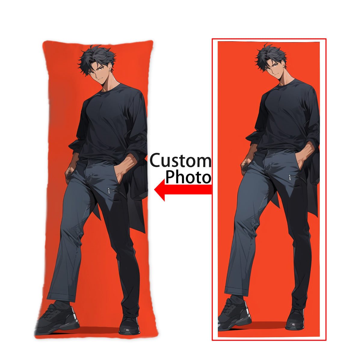 Personalized Anime Design Long Body Pillow Cover - Custom Photo Print for Special Occasions - Soft Short Plush Material, Single-Sided Print, 50.8x137.16 cm - Perfect Gift for Loved Ones on Holidays and Celebrations