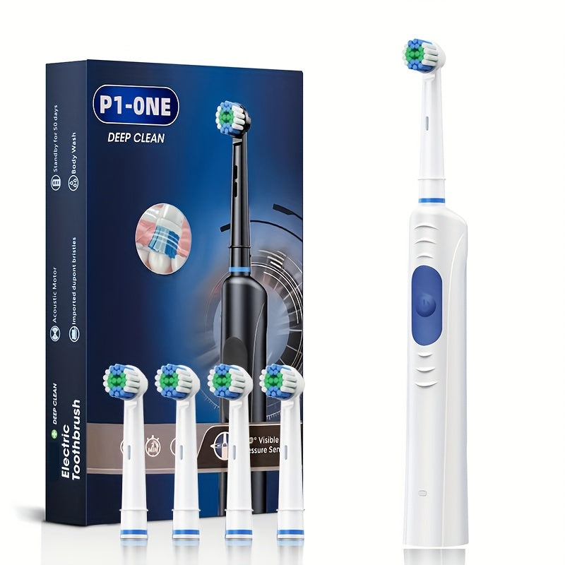 Rechargeable electric toothbrush, ideal for adults and couples, provides deep teeth cleaning.