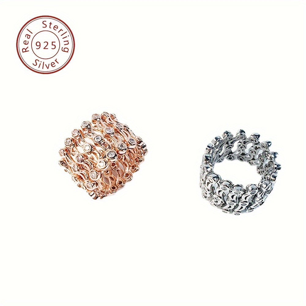 VIGG Luxury 925 Sterling Silver Transformable Ring-Bracelet Combo - High-Quality Jewelry featuring Cubic Zirconia Accents, Perfect for Daily or Party Wear. Can be used as a Ring or a Bracelet. Stretchable and weighs 14 grams.