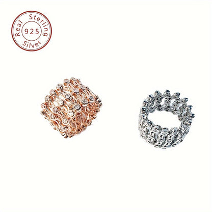 VIGG Luxury 925 Sterling Silver Transformable Ring-Bracelet Combo - High-Quality Jewelry featuring Cubic Zirconia Accents, Perfect for Daily or Party Wear. Can be used as a Ring or a Bracelet. Stretchable and weighs 14 grams.