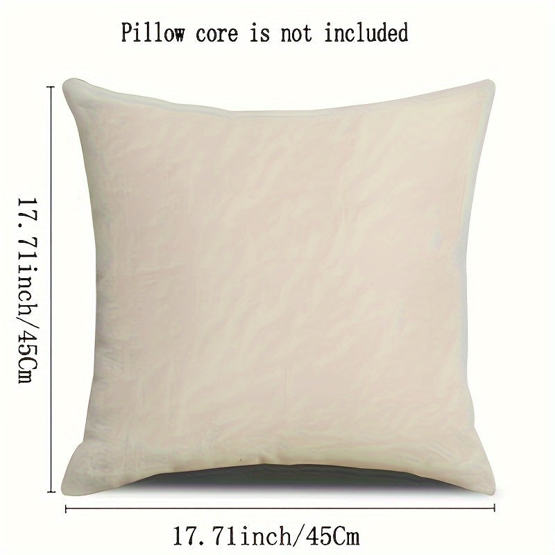 Modern cat-themed velvet pillow cover with zipper closure for easy removal and machine washing. Suitable for all rooms. 17.71-inch square size. Pillow core not included.