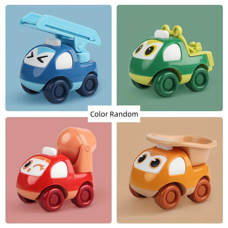 Introducing our Cartoon Inertia Powered Vehicles for Kids - featuring a Fire Truck, Dump Truck, and Space Car! These plastic construction toys require no charging or batteries, and are perfect for children aged 3-6 years. Each vehicle comes in assorted