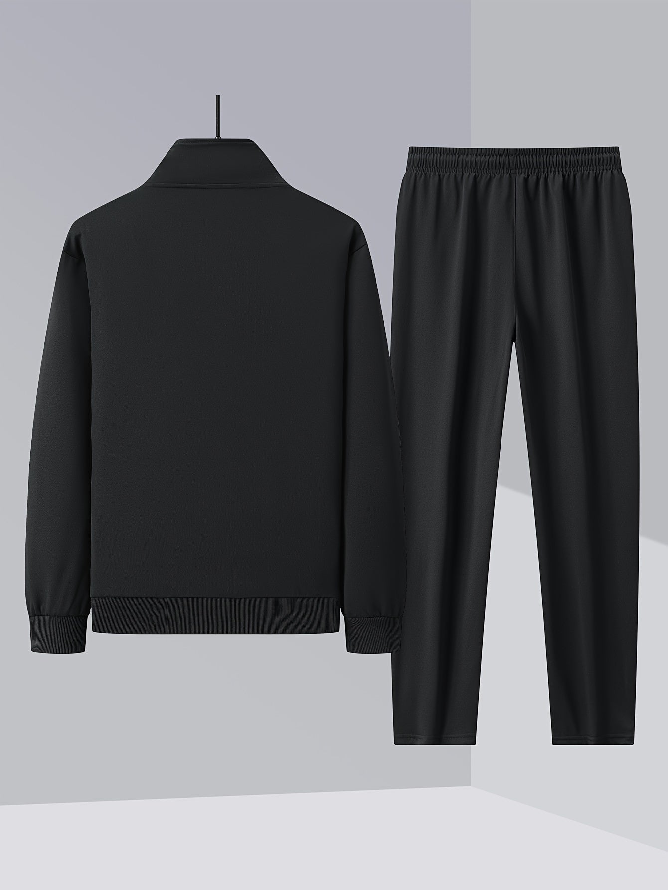 Men's sporty and comfortable stand-up collar zip-up jacket and joggers for spring/autumn.