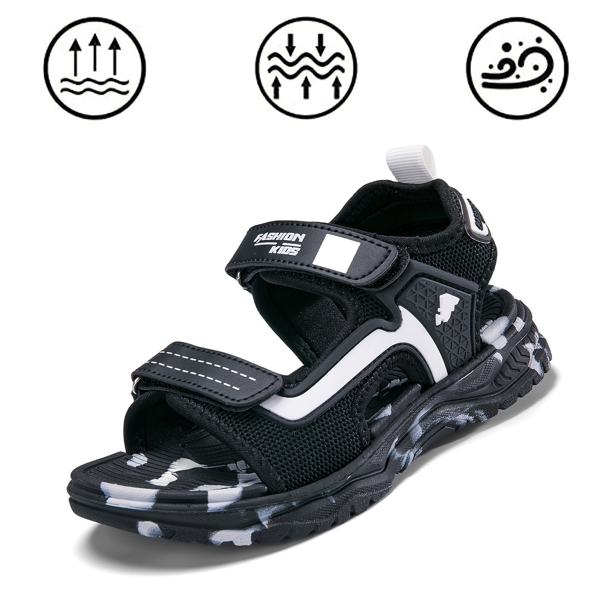 Boys' Summer Beach Sandals - Quick-Dry, Breathable with Shock-Absorbing EVA Sole, Fashionable Closure, Ideal for Outdoor Activities