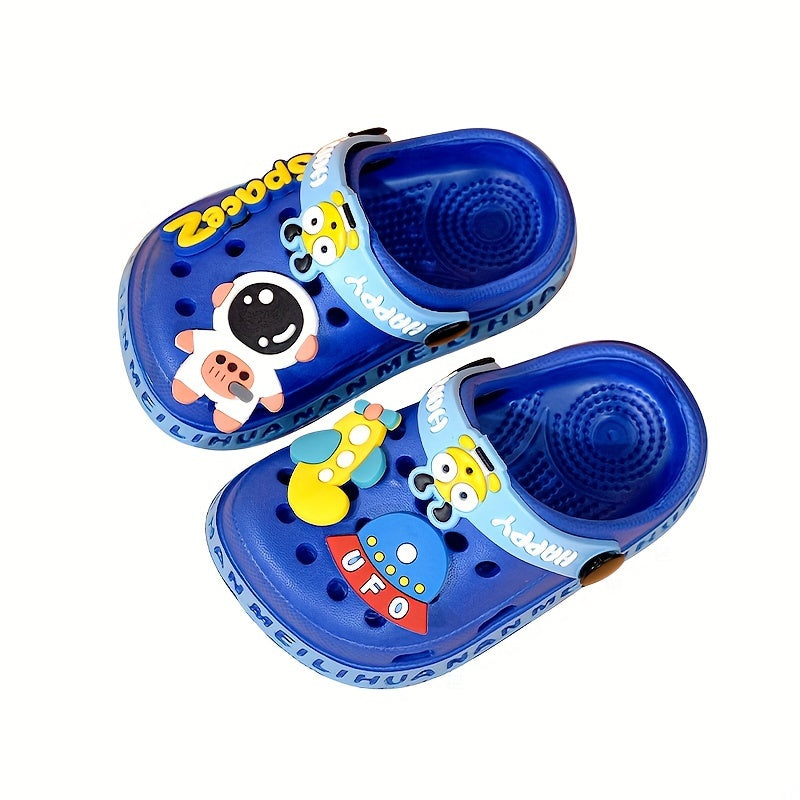 Boys' and girls' cute cartoon open-toed sandals with breathable lightweight EVA upper, perfect for daily wear or casual vacation. Easy slip-on style for the beach.