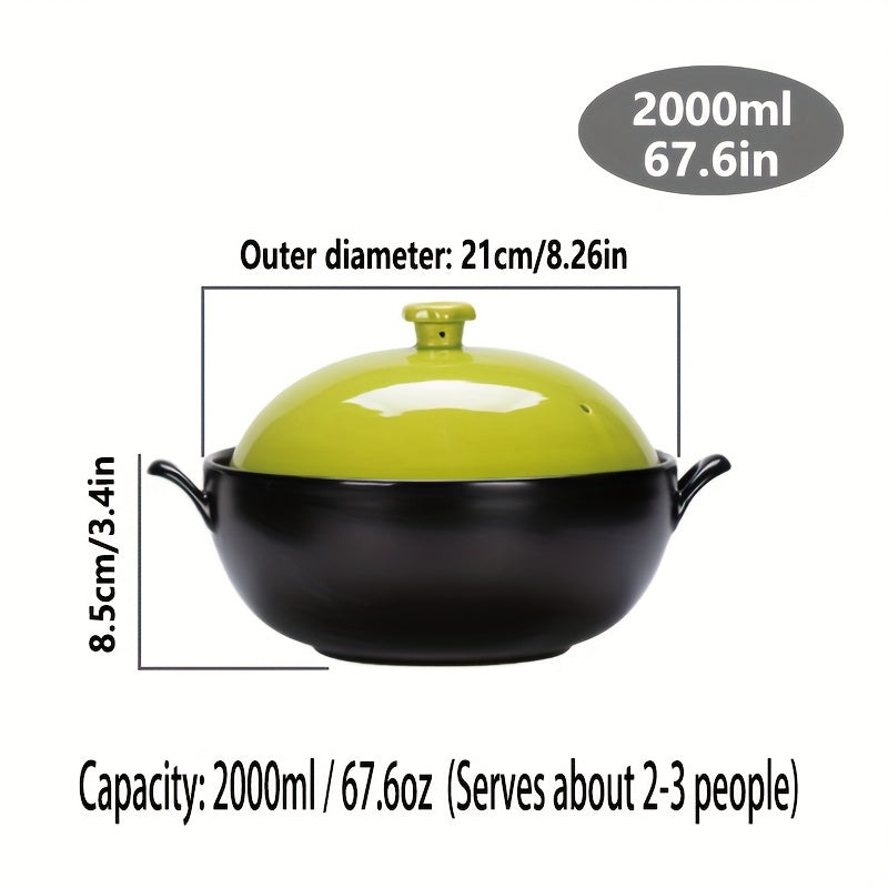 XIN TIAN LI Ceramic Casserole Dish - Withstands High Temperatures, Suitable for Gas Stovetop & Oven Use, Great for Soups & Stews, Holds 94.7oz (Enough for 3-5 Servings)