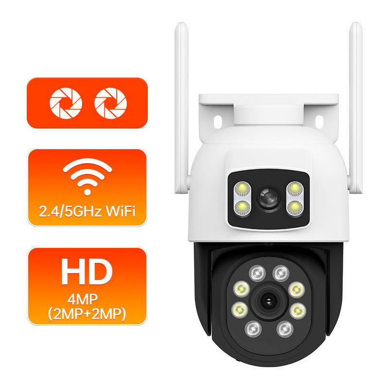 ZHXINSD Dual Lens WiFi Security Camera offers 360° View Color Night Vision, Motion Detection, Two-Way Audio, Smartphone Compatibility, USB Powered, 2.4/5G Wireless, Made of ABS Material, No Battery Needed - Ideal for Home Surveillance CCTV.