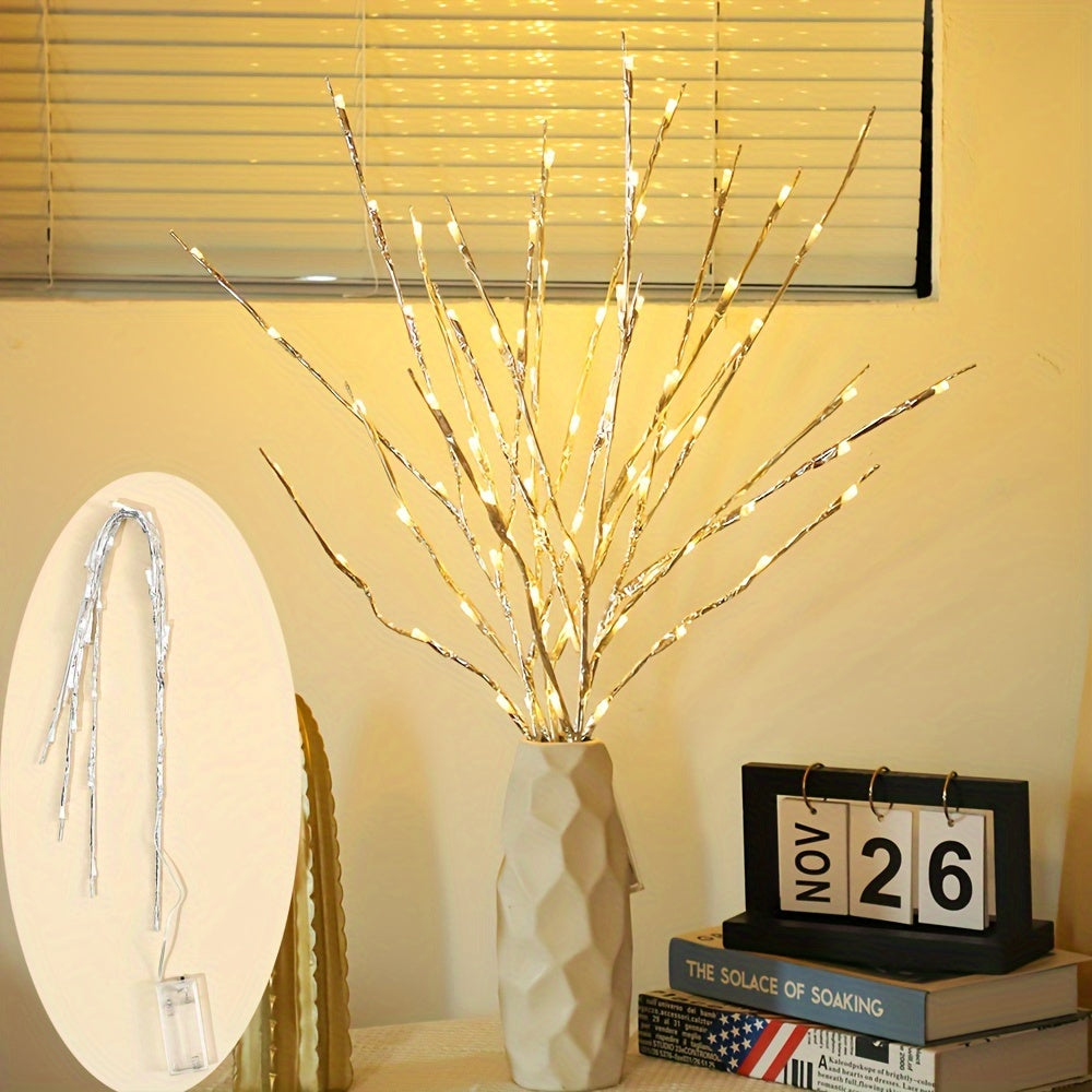 1 piece of Art Deco style 20 LED tree branch lights with geometric pattern. Freestanding tabletop decorative string lights for living room. Switch control, battery powered. Flower theme night light for bedroom, perfect for birthdays, Easter, or gifts.